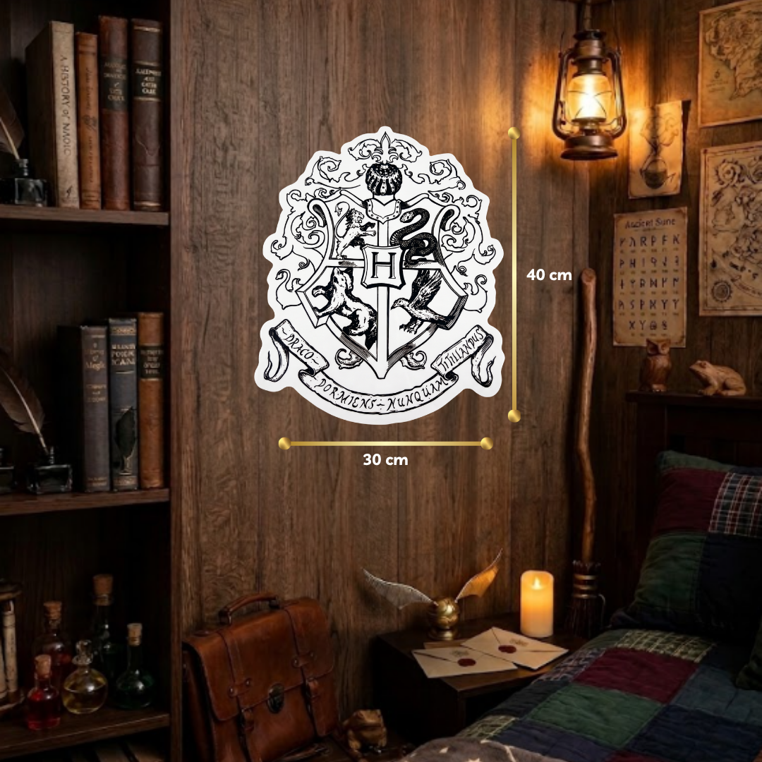 Espejo grabado con el escudo del colegio de magia